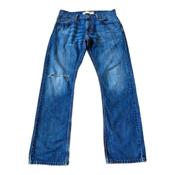 Levi’s 514 Men’s Medium Wash Ripped Slim Straight Jeans Size 33/32 - Picture 1 of 8